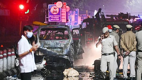 A view of the Delhi car blast of November 10, 2025.