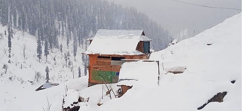 A representative image of a winter home in the Kashmir Valley, Jammu & Kashmir.