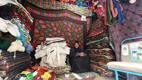Keeping tradition alive with every stitch. Artisan Masood Wagay in his Gabba showroom in Kadipora, Anantnag, Kashmir—a space where heritage meets craftsmanship.