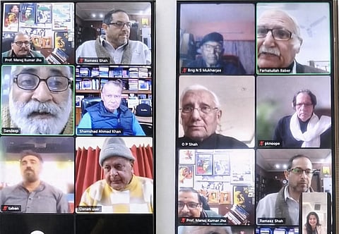 Screenshots of a virtual meeting of Indian and Pakistani politicians and civil society activists calling for resumption of dialogue, trade and cultural exchanges.