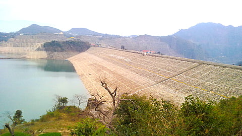 Ranjit Sagar Dam on Ravi River, Punjab & Jammu and Kashmir, India. From J&K side, Thein, Basohli, Kathua. Ravi River water was allocated to India under Indus Water Treaty of 1960. Image is representational.