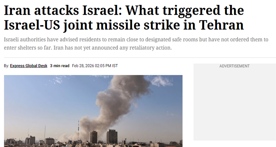 Screenshot of the Indian Express Newspaper’s news, taken by the authors on Apr 27, 2026.