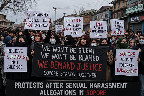 Protests against alleged sexual harassment case in Sopore in April 2026. Image is representational.