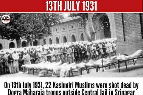 A file photo of the Martyrs' Day after the killing of 22 persons on July 13, 1931 in Kashmir.