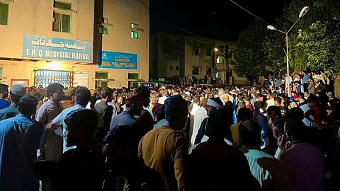 Heart wrenching scenes at Hajra Hospital in Rawalakot where women reached to donate blood to save those injured in the police firing in Rawalakot on Monday, 27 July 2026, evening.