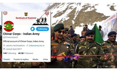 Official ‘X’ (Formerly Twitter) handle of Kashmir-based Chinar Corps of Indian Army. Photo/Twitter