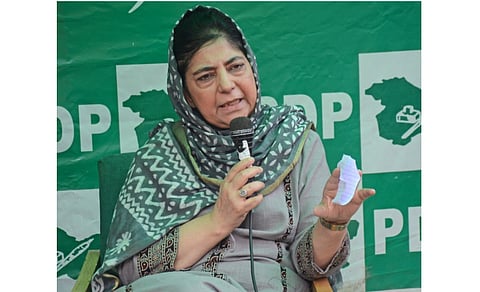 A file photo former J&K chief minister and PDP president Mehbooba Mufti. KT Photo