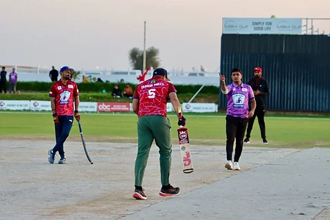 Kashmir cricket team on Sharjah’s cricketing field.