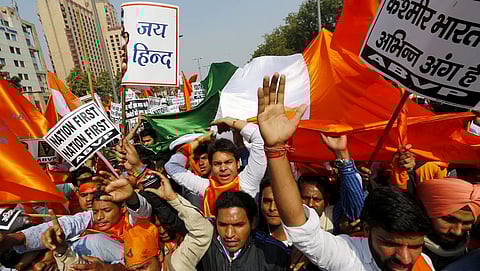 A representational image: A file photo of ABVP, student wing of the RSS procession in India.
