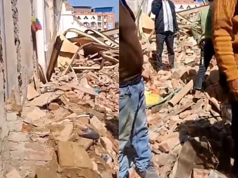 A file photo of Wakeel Hassan’s house demolished in Delhi.