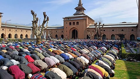 On first Friday of Ramadan, thousands of devotees offer prayers at Jama Masjid, Srinagar, Jammu and Kashmir on March 15, 2024. KT Photo/Qazi Irshad