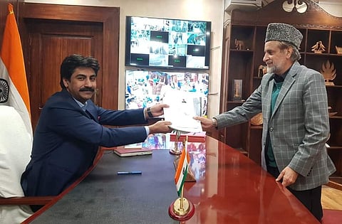 J&K National Conference candidate for Anantnag Rajouri Lok Sabha segment filing nominations in Anantnag. KT Phot/Qazi Irshad