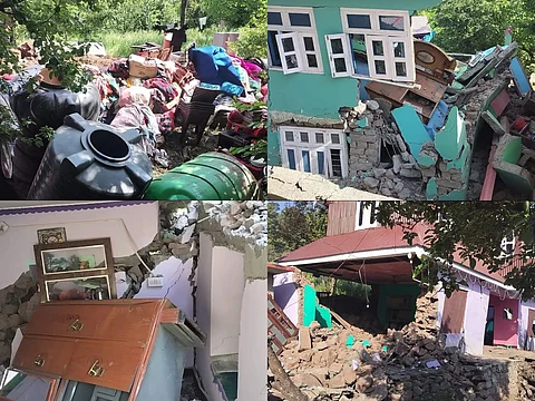 A view of the damaged houses in Parnote village of Ramban district of Jammu and Kashmir on Friday, April 26, 2024. Photo/JKNC X