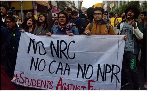 University students at a protest rally against CAA law in Kolkata
(Photo Credit: Sumit Sanyal/Anadolu Agency)