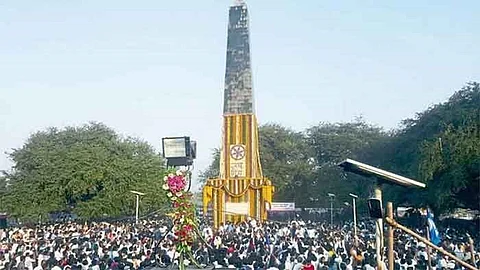 A file photo of Bhima Koregaon memorial “Vijay Stambh” (Victory Pillar). Image/Open Source