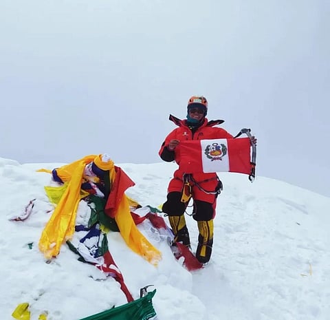 Flor Cuenca on the top of a mountain in Himalayan Region. Photo: Flor Cuenca’s Instagram page.