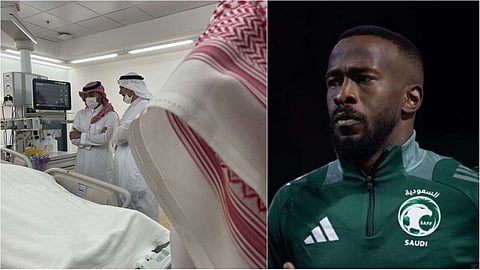 وزير الرياضة السعودي خلال زيارته للاعب