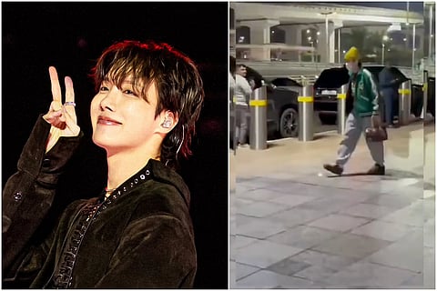 عضو "بي تي إس"يصل دبي ويثير حماس المعجبين