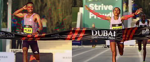 نيبريت ميلاك (يسار) وأنشينالو ديسي عند خطوط النهاية يوم الأحد.