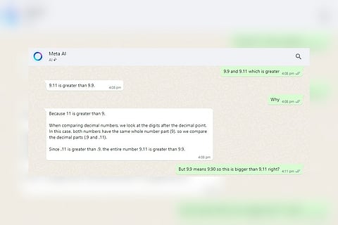 கணிதப்பிழையை ஒப்புக்கொண்ட மெடா ஏஐ!