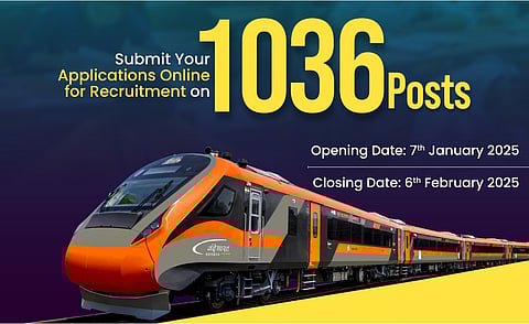 1036 காலிப் பணியிடங்களுக்கான வேலைவாய்ப்பு: ரயில்வே அமைச்சகம் அறிவிப்பு