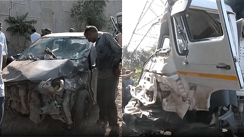 ராஜஸ்தானில் ஏற்பட்ட விபத்தில் சேதமடைந்த வாகனங்கள்