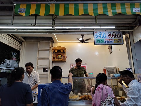 When in Shahibaug, try flavor-filled Kachoris and Samosas of Yamuna Farsan House in Ahmedabad