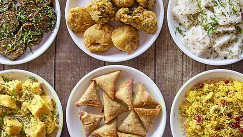 For classic Gujarati farsan head to the locals' favorite, Lijjat Khaman in Ahmedabad!