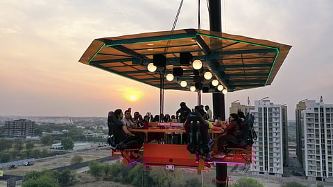 Experience the thrill of dining above the city with Sky Dining in Ahmedabad!