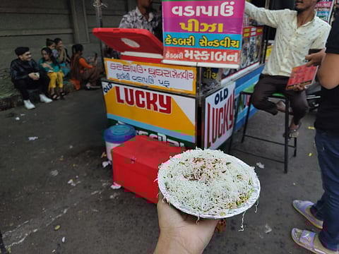 Have YOU tried the Katka Pav at Old Lucky Sandwich in Ahmedabad's Law Garden market?