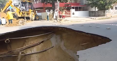 A 20 feet-deep pit has now formed on the site