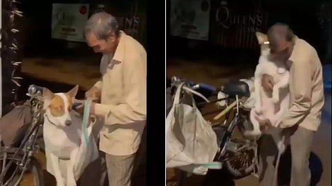 In Video | 70-YO Mumbai watchman cycles 20 km daily with his beloved 30 kg doggo, wins hearts!