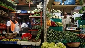 This market in Lucknow uses Sanskrit names for the vegetables they sell
