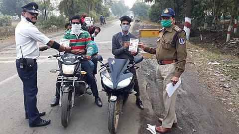 Indore traffic police launches a road safety awareness drive in rural areas to prevent accidents