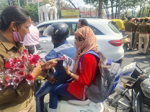 Empowering women yet again, female Lucknow Police personnel in charge of prominent crossings today