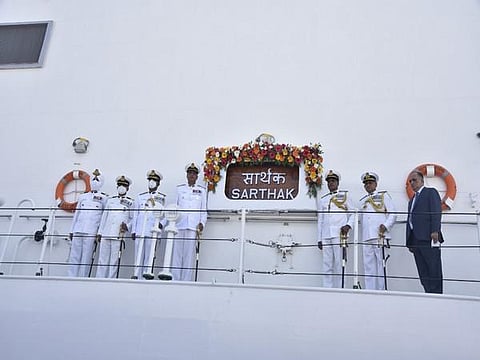 Built in Goa, the Indian Coast Guard’s newest ship ‘Sarthak’ sets sail!