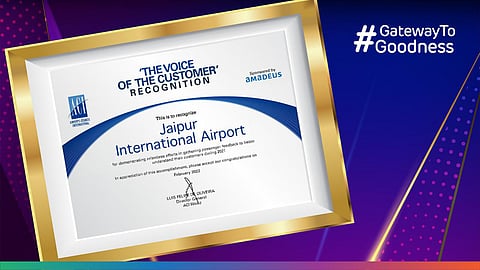 Jaipur International Airport bags 'The Voice of the Customer' recognition by ACI!