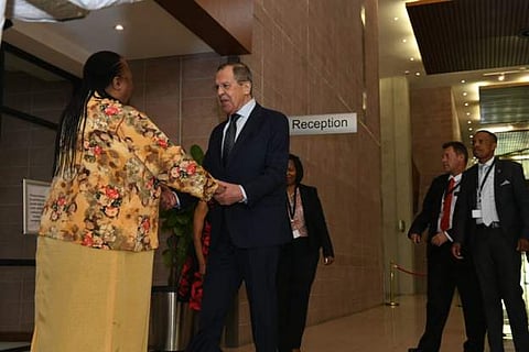Sergei Lavrov, the Russian foreign minister pictured with Naeldi Pandor, South Africa's foreign minister