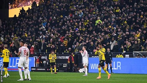 Sebastien Haller was greeted by a raucous round of applause at Signal Iduna Park
