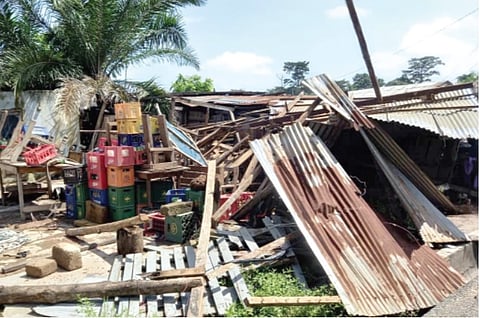 Some destroyed houses