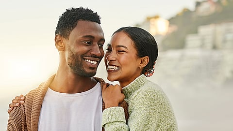 A couple in a pose