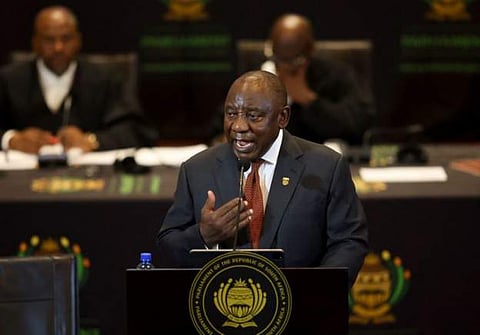 Cyril Ramaphosa making the statement while delivering an annual address to parliament