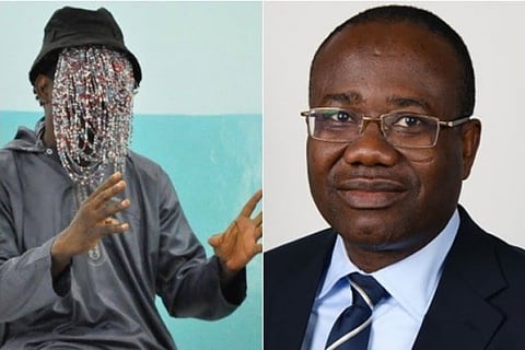 Anas Aremeyaw Anas (disguised) and Fmr. FIFA Council Member and 1st Vice President of CAF, Kwasi Nyantakyi