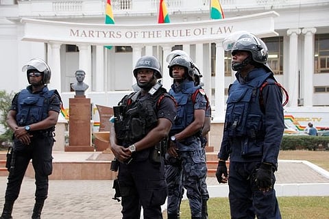 Ghanaian policemen outside the country's Supreme Court