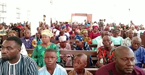 The members of St. Francis Catholic church Owo, Ondo during the reopening of their parish