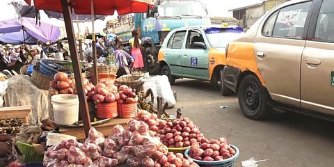 Traders selling their foodstuff on the street
