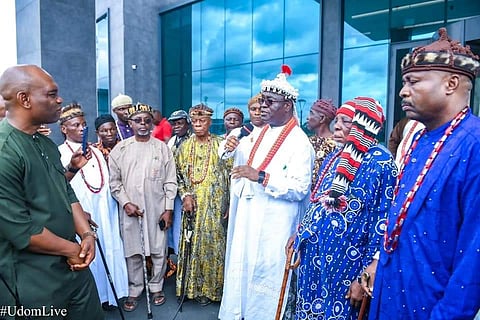 The Royal Fathers led by the President General of the Akwa Ibom Traditional Rulers Council, His Eminence Ntenyin Solomon Etuk, visited projects locations in Uyo, Nsit Atai, Ibesikpo Asutan and Uruan local government areas.