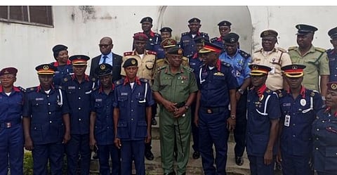 NSCDC Commandant, Kogi Command, Ahmad Gandi and Kogi Commissioner of Police, Akeem Yusuf With some promoted officials