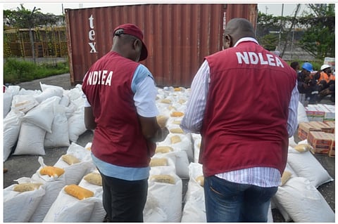 Photo of NDLEA officials with seized drugs used to backup the story