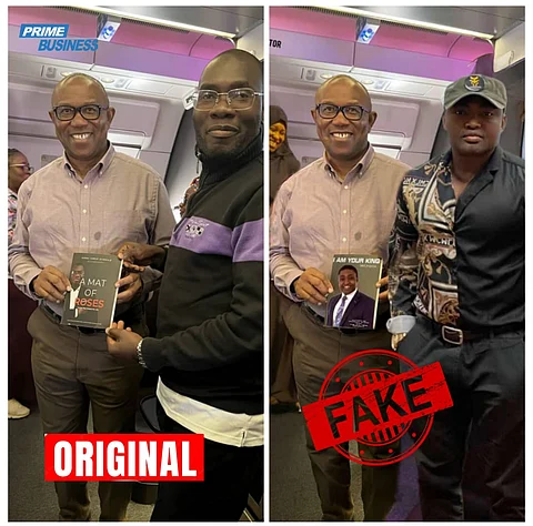 Alleged photoshopped picture of Peter Obi with Simon Ekpa